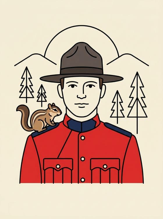 The Mountie and the Chipmunk - Minimalist Line Art Portrait