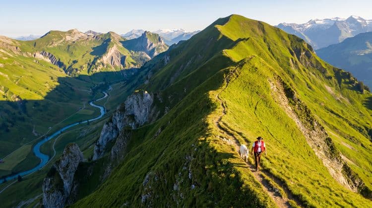 The Ridge of the Alps - Aerial Switzerland Mountain Walk