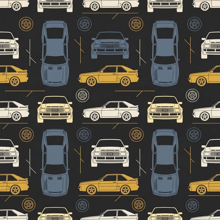 Audi Quattro Retro Seamless Pattern Art