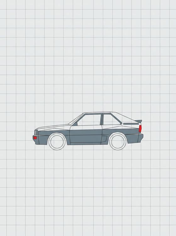 Audi Sport Quattro Minimalist Grid Technical Drawing