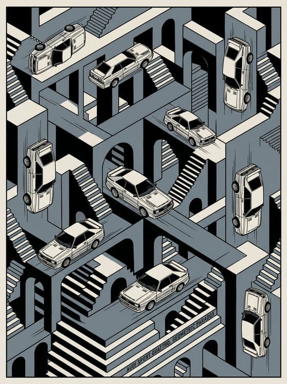 Audi Sport Quattro Escher Style Geometric Paradox
