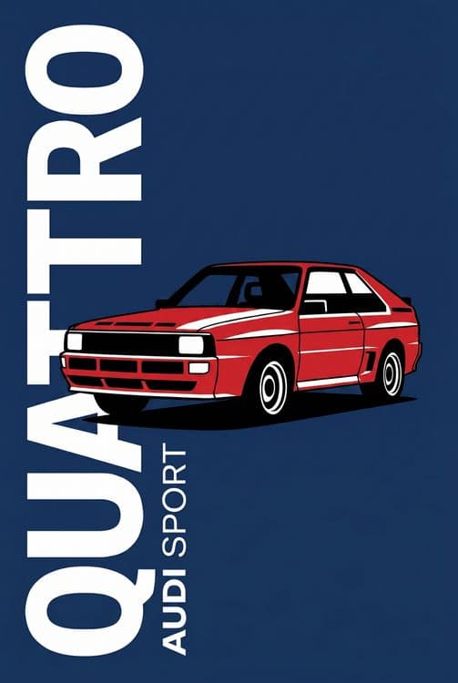 Audi Sport Quattro Bold Minimalist Typography Art