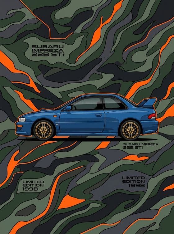 Subaru Impreza 22B STi Camouflage Wave Poster