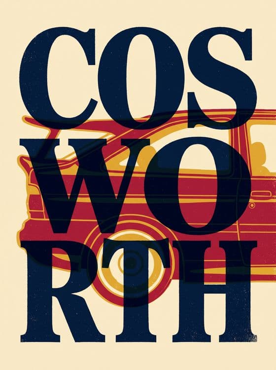 Ford Cosworth Vintage Graphic Screenprint Poster