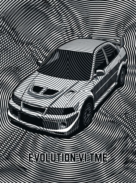 Mitsubishi Lancer Evolution VI TME Black and White Op Art