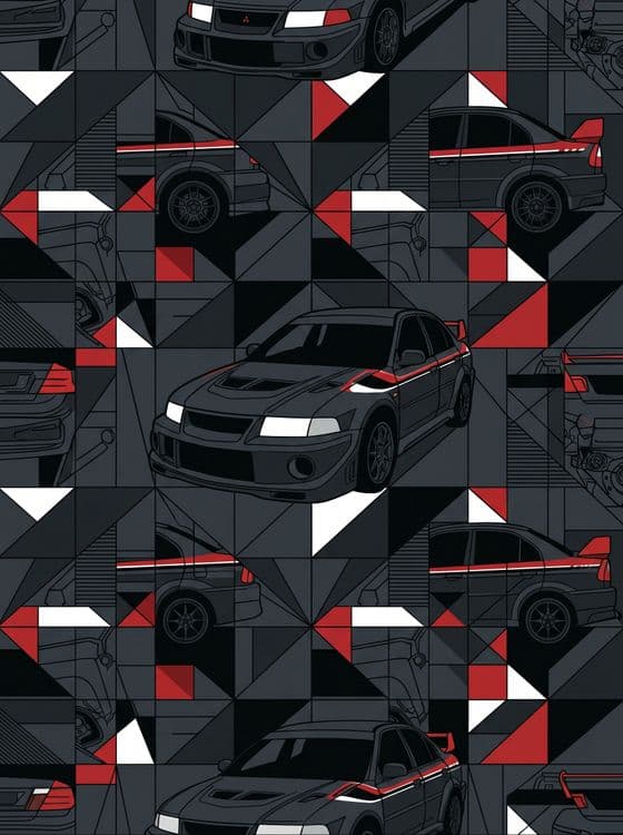 Mitsubishi Lancer Evo Geometric Seamless Pattern Art