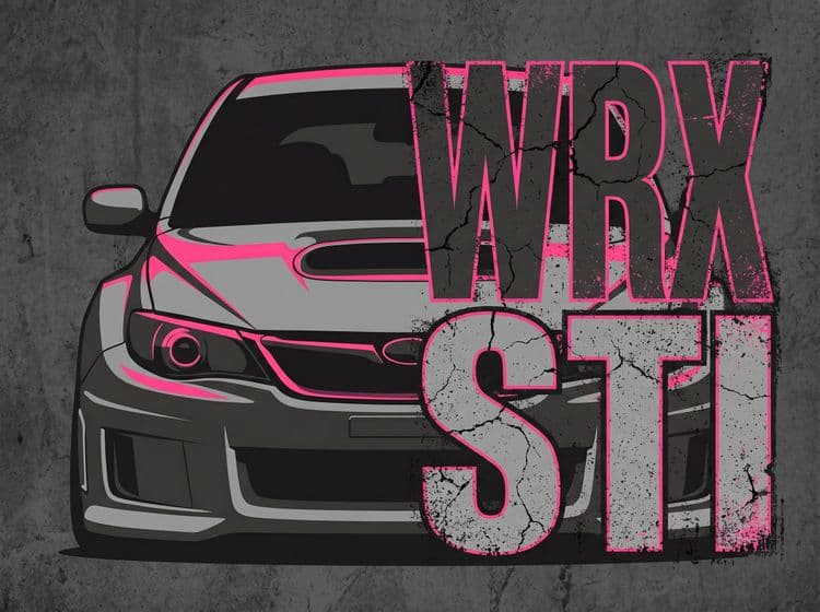 Subaru WRX STi Concrete Grunge Neon Poster