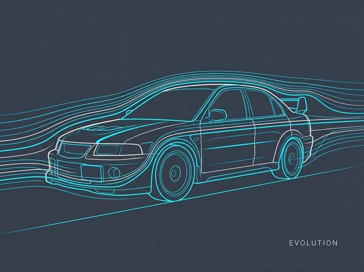 Mitsubishi Lancer Evo Wind Tunnel Aerodynamics Art