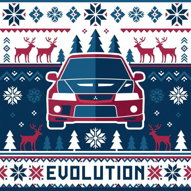 Mitsubishi Lancer Evo Nordic Holiday Knit Pattern Art