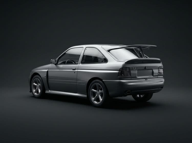 Ford Escort RS Cosworth Liquid Silver Studio Portrait