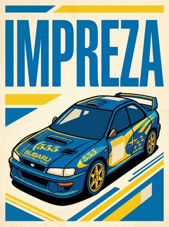 Retro Impreza 555 Rally Poster
