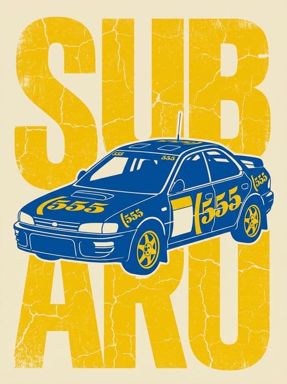 Subaru Impreza Vintage Typography Art