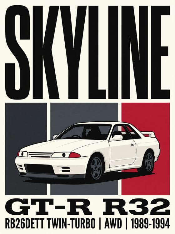 Skyline GT-R R32 Retro Poster