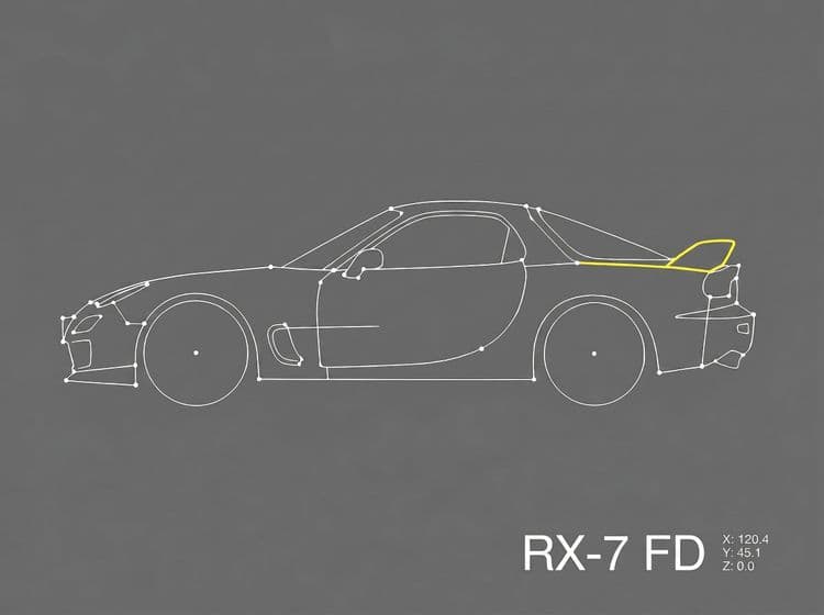 Minimalist RX-7 FD Wireframe Art