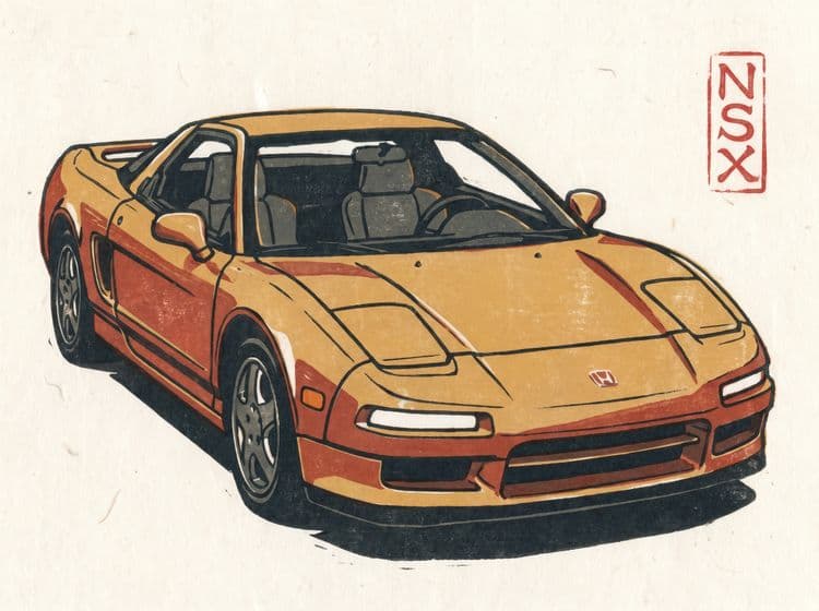 Honda NSX Japanese Woodcut Art