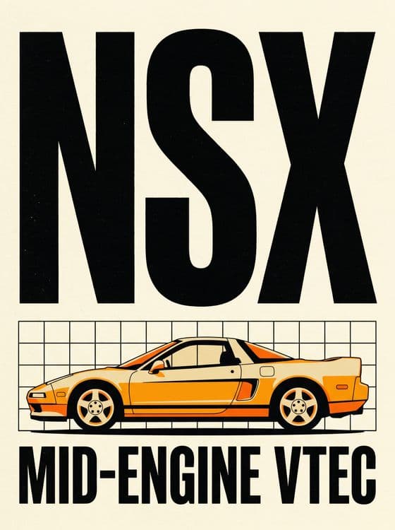 NSX Mid-Engine VTEC Retro Graphic