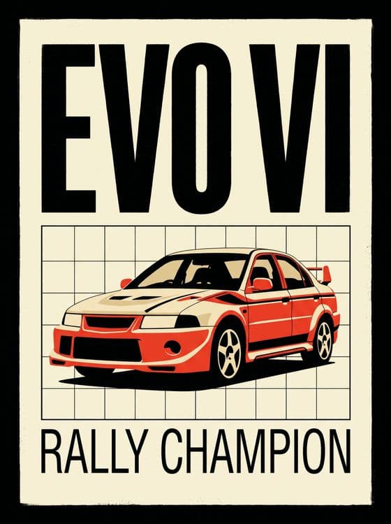 Evo VI Rally Champion Retro Graphic