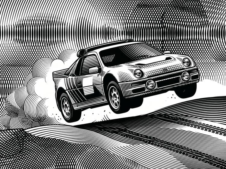 Ford RS200 Airborne Woodcut
