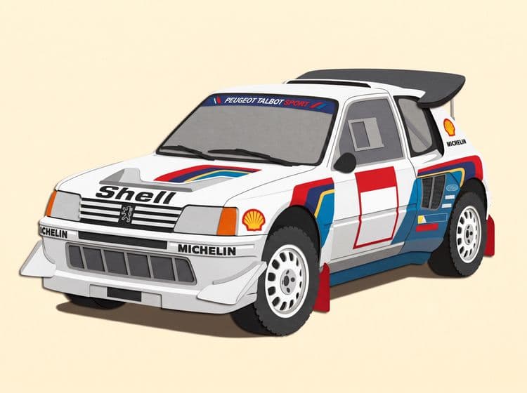 Peugeot 205 T16 Paper Cutout Art