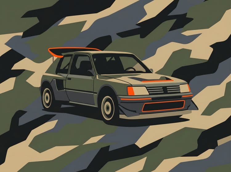 Peugeot 205 T16 Camouflage Flat Art