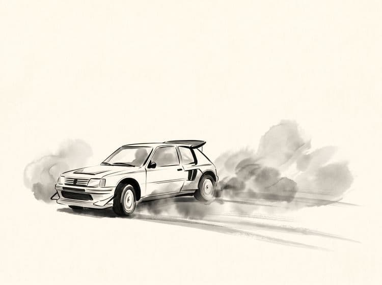 Peugeot 205 T16 Sumi-e Ink Wash