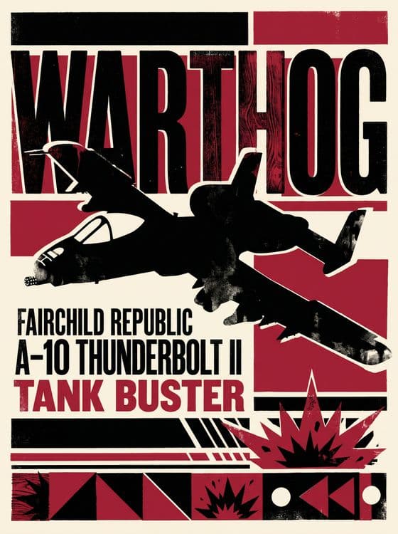 A-10 Thunderbolt II Warthog Retro Poster
