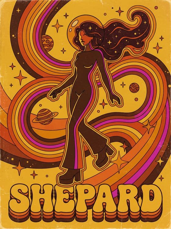 Commander Shepard Retro Cosmic Poster