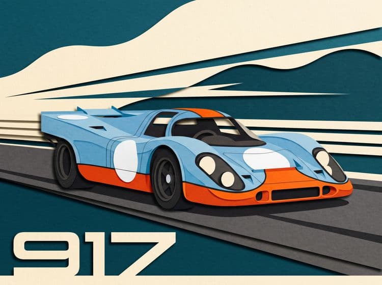 Porsche 917 Gulf Livery Paper Cutout Racer