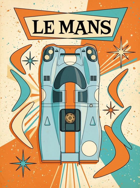 Porsche 917 Gulf Le Mans Mid-Century Retro