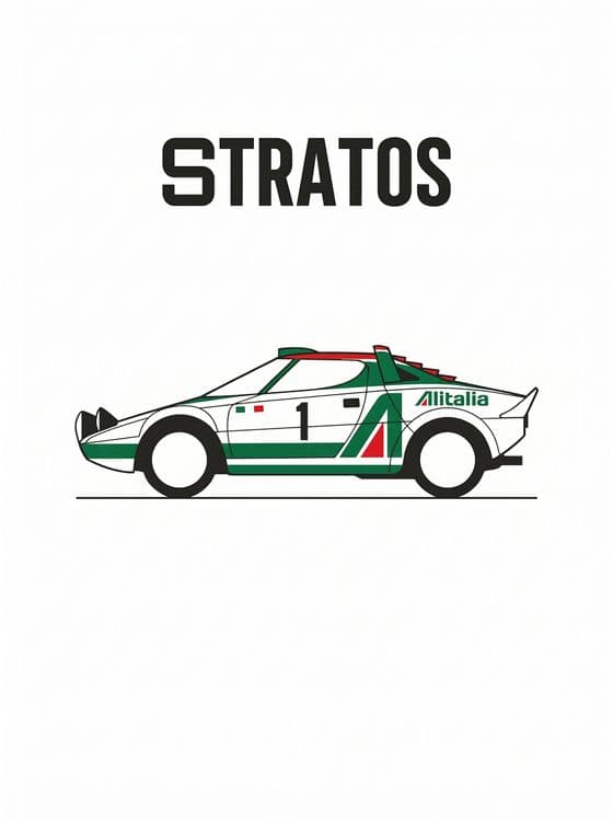 Lancia Stratos Alitalia Minimalist Line Art