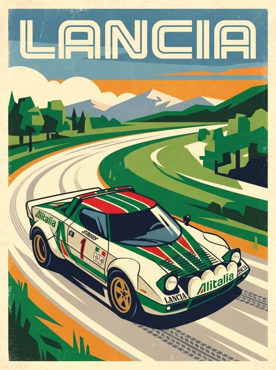 Lancia Stratos Alitalia Winding Mountain Pass