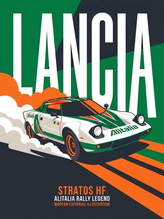 Lancia Stratos HF Alitalia Editorial Illustration