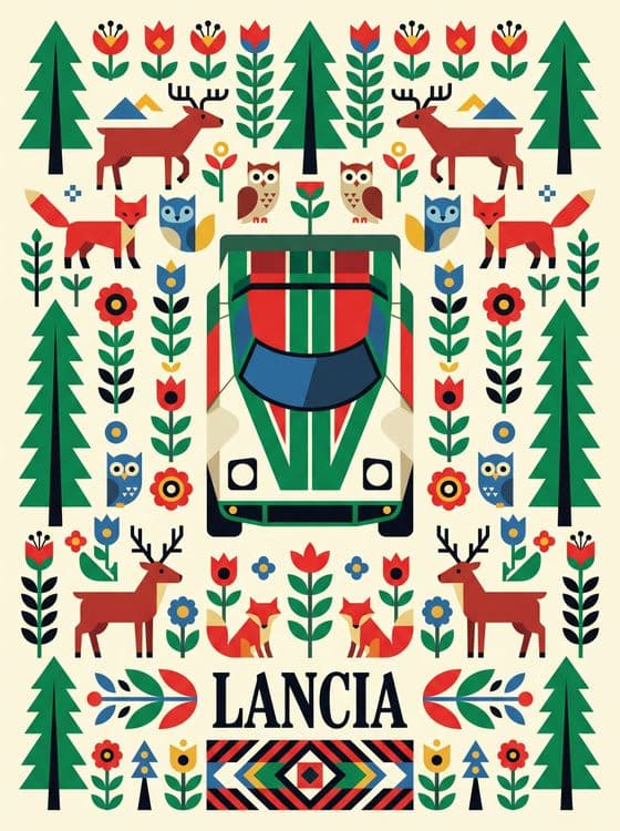 Lancia Stratos Folk Art Forest Pattern