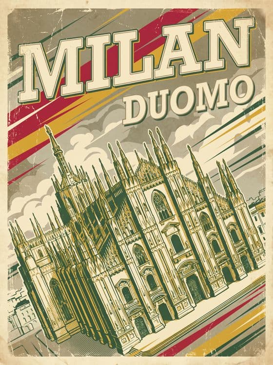 Classic Milan Duomo Travel Art