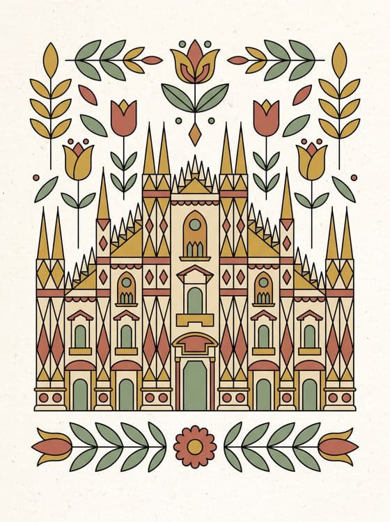Duomo di Milano Folk Art Motif