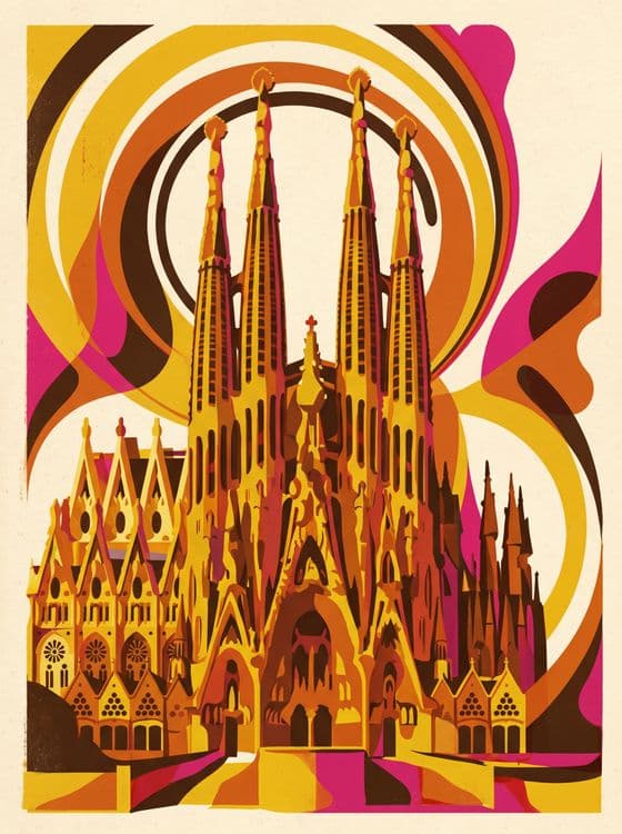 Sagrada Familia Psychedelic Sunset