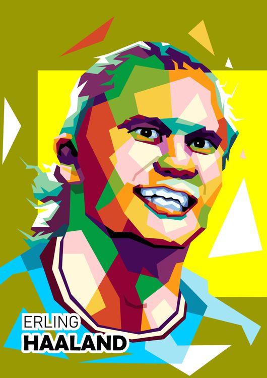 Haaland in pop illustration colourfull style