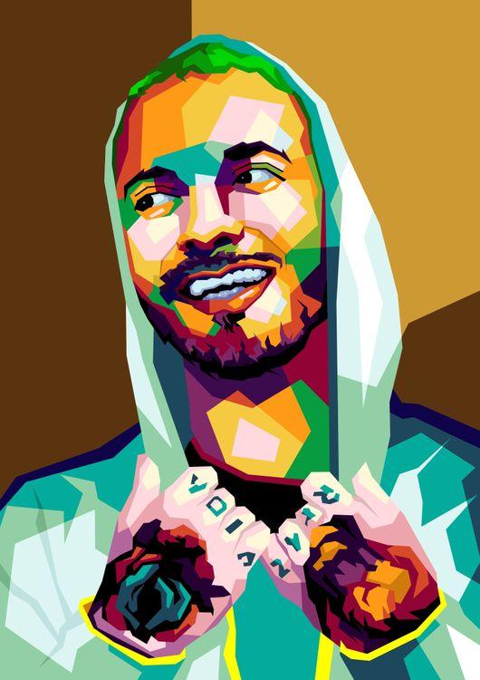 Rapper J Balvin in trending illustration