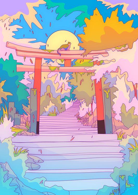 The colorful Torii gate