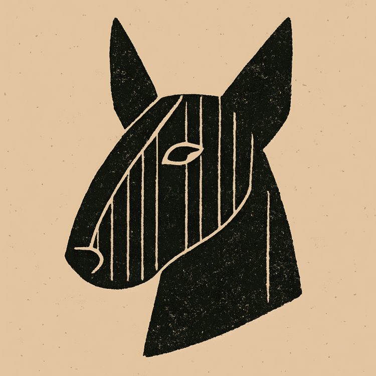 Woodcut Bull Terrier Profile