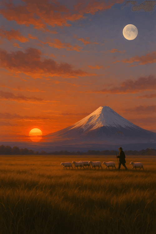 Shepherd at Mount Fuji