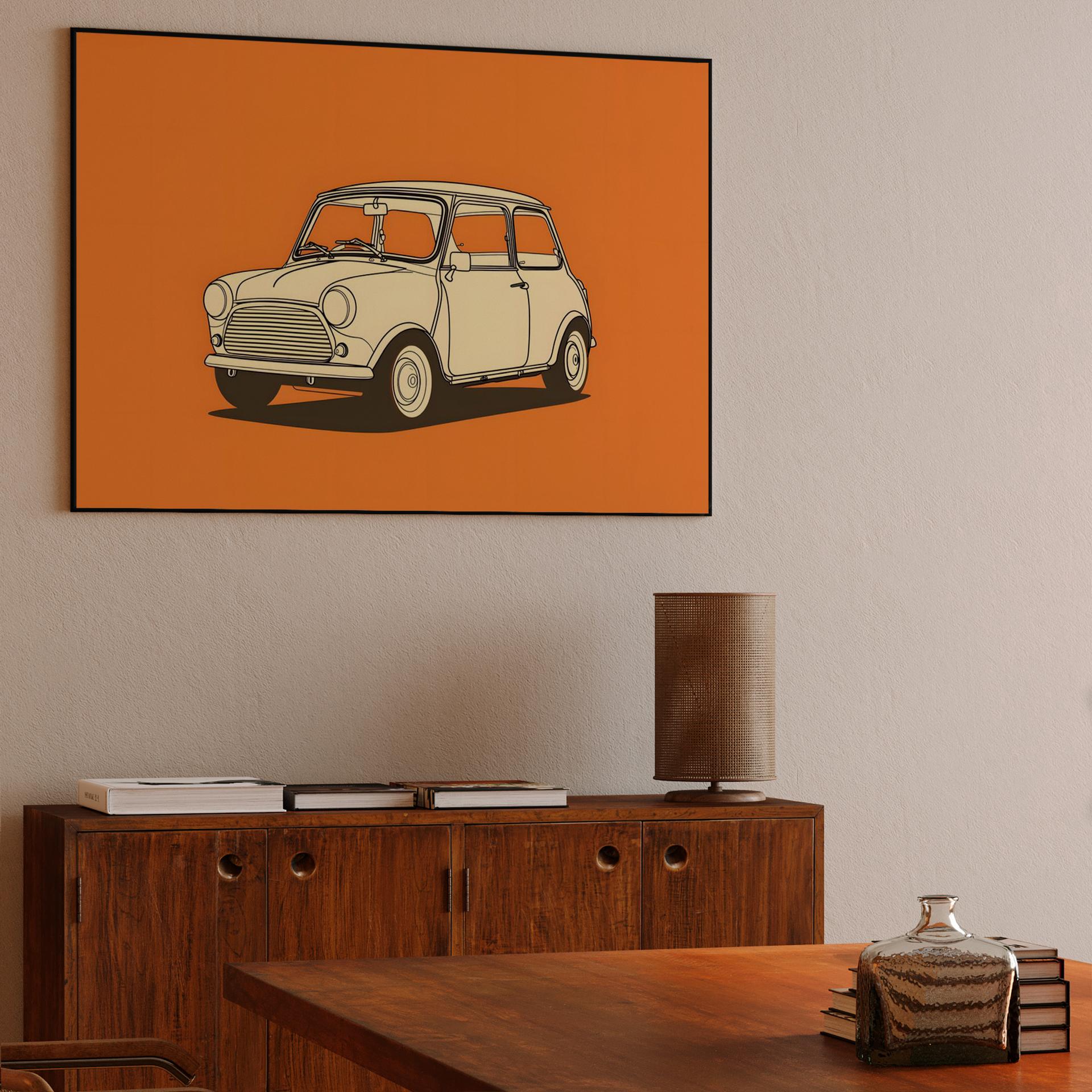 Classic Mini Cooper Orange Illustration