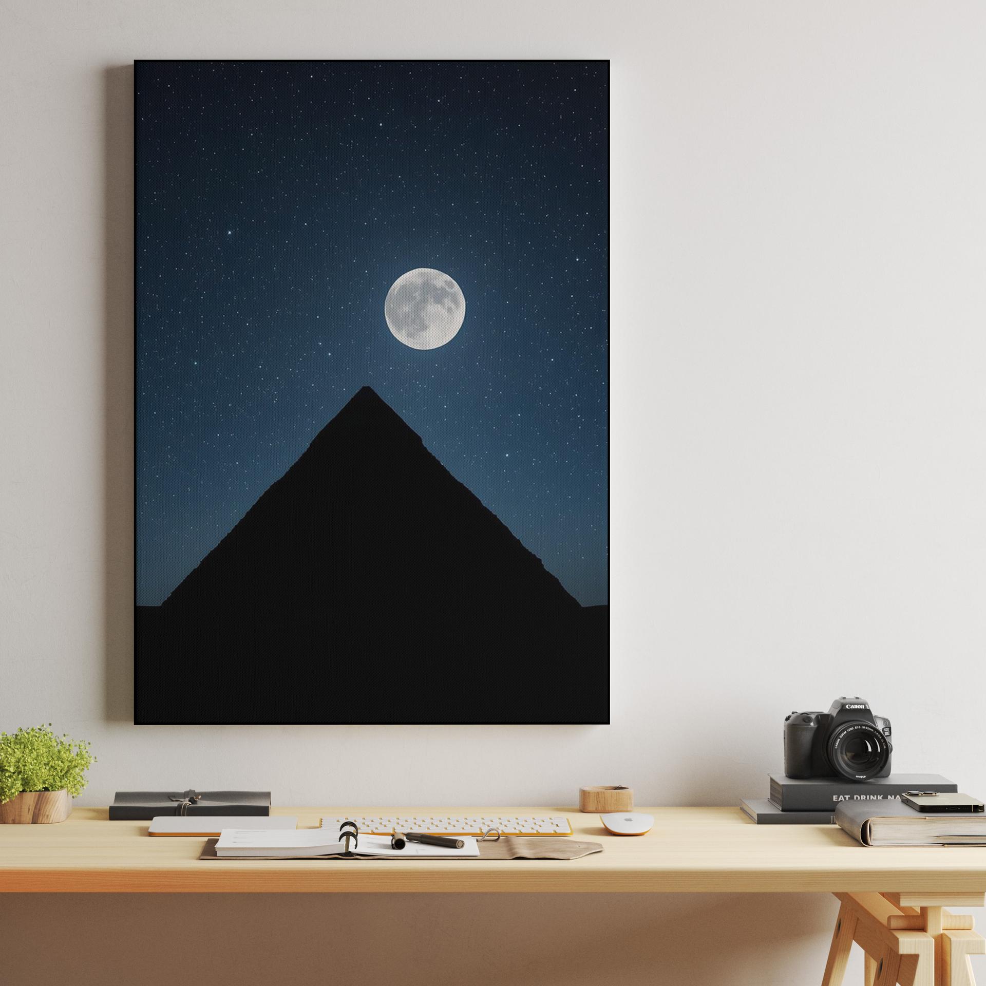 Eternal Pyramid Silhouette Under Full Moon