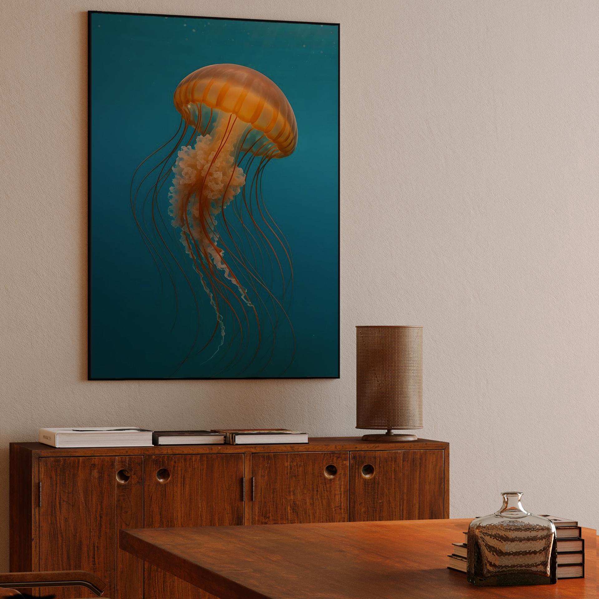 Floating Orange Sea Nettle Jellyfish