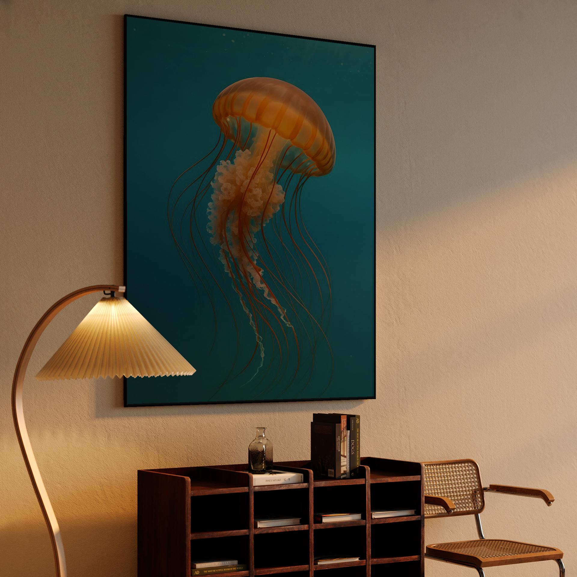 Floating Orange Sea Nettle Jellyfish