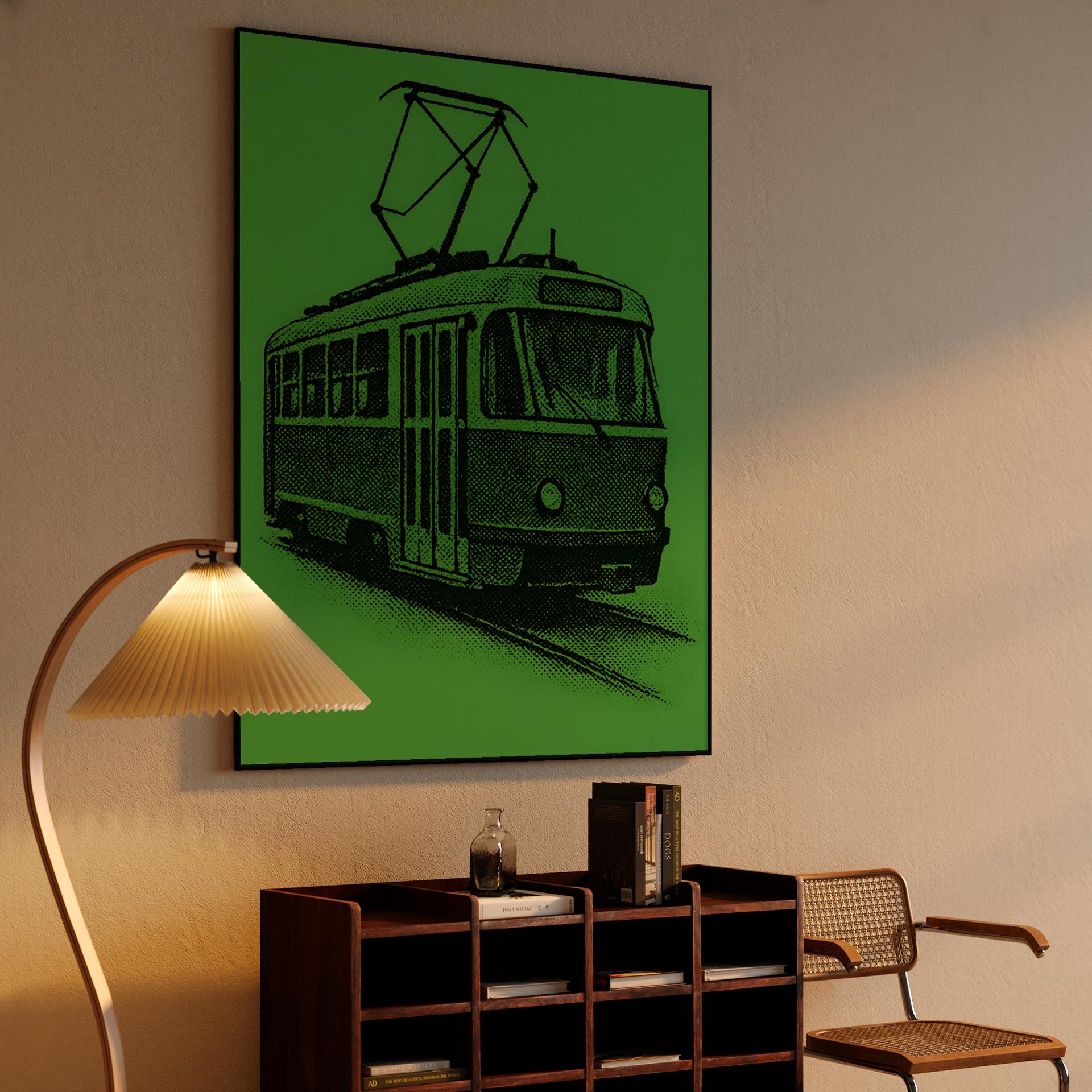 Green Halftone Tram
