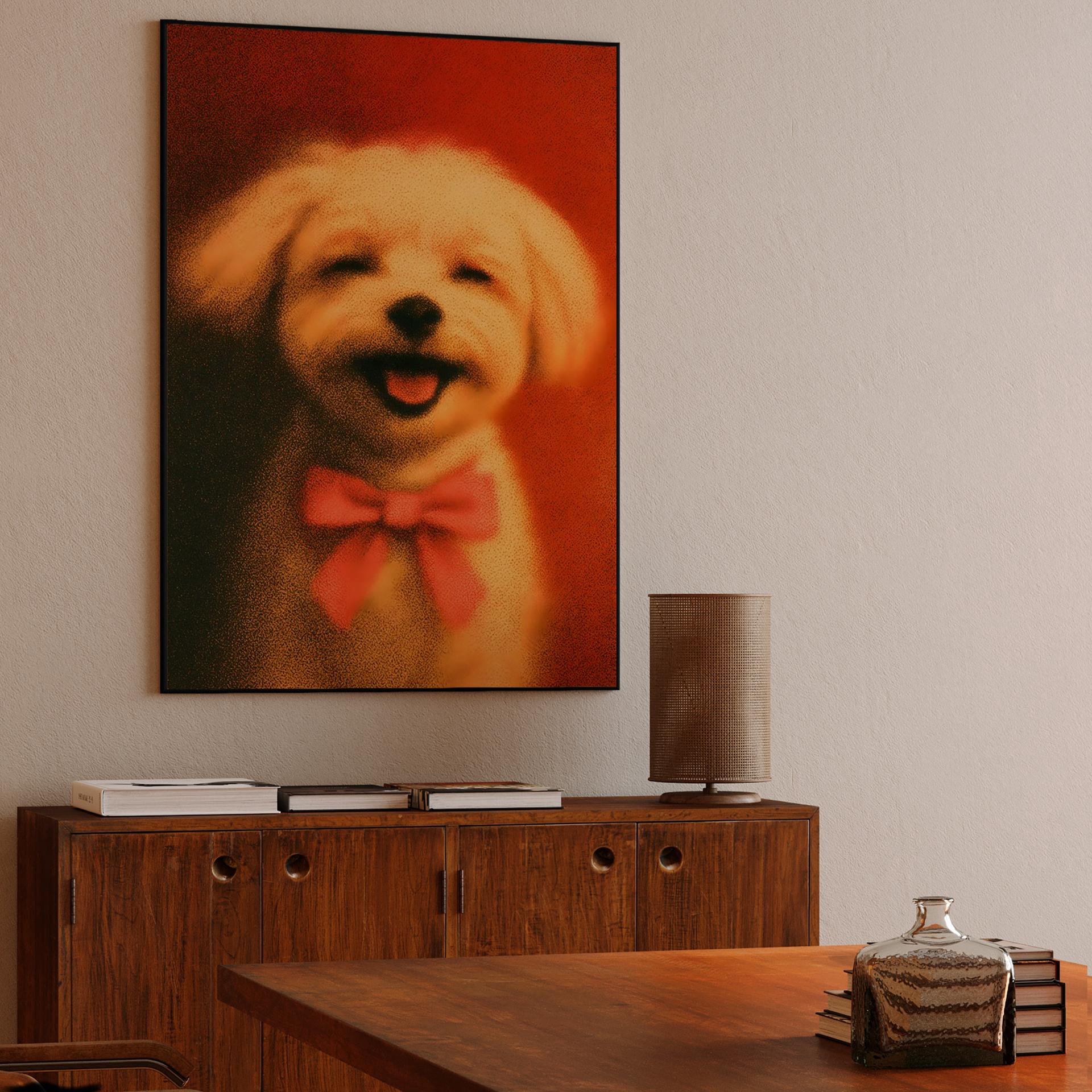 Joyful Stippled Puppy with Bow Tie