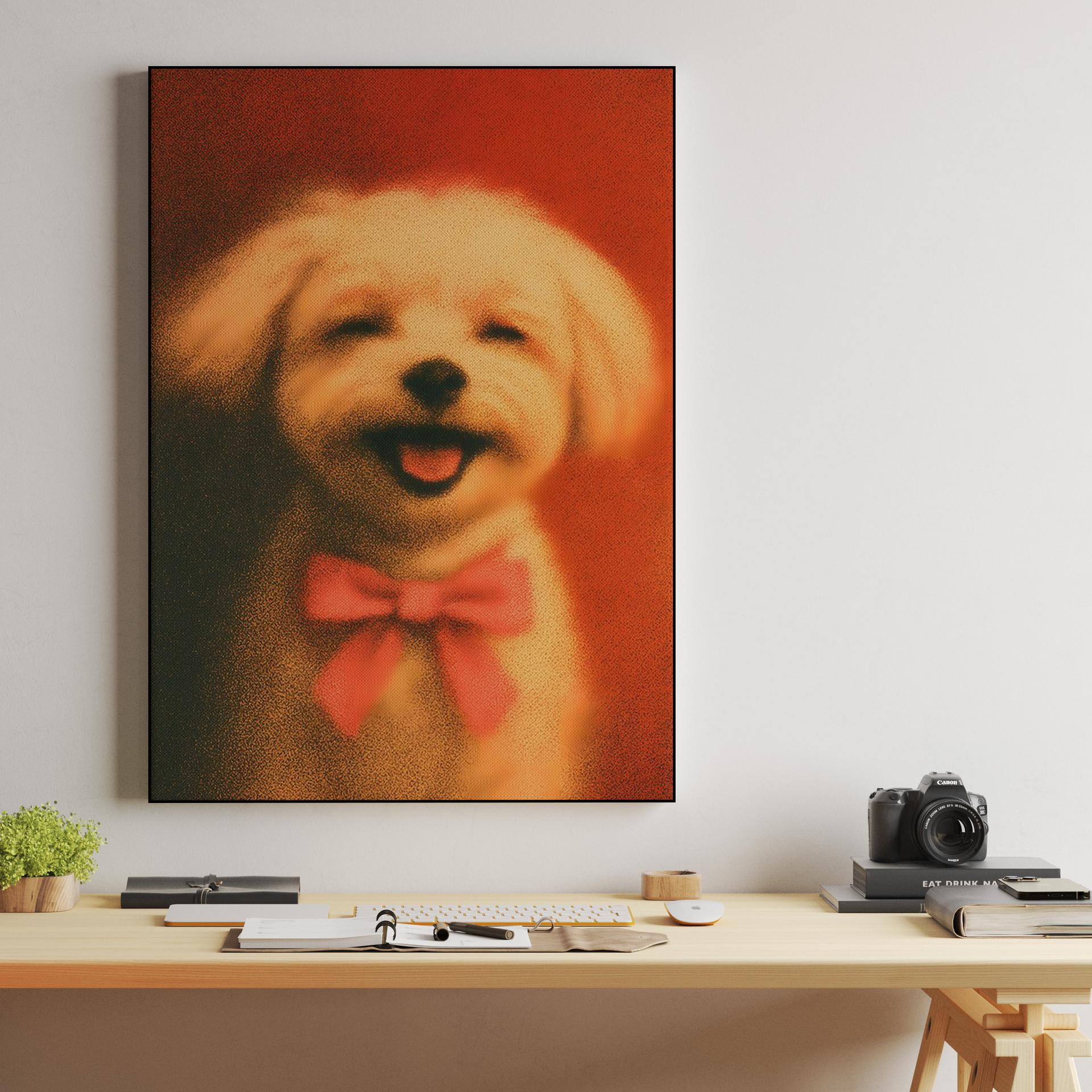 Joyful Stippled Puppy with Bow Tie