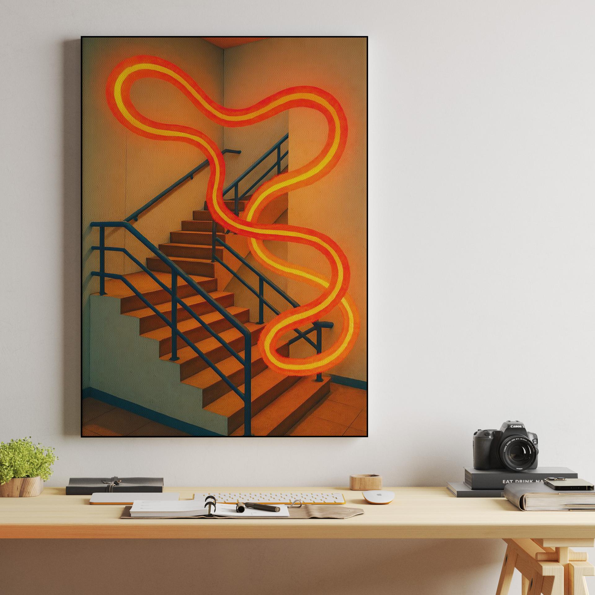 Neon Winding Staircase