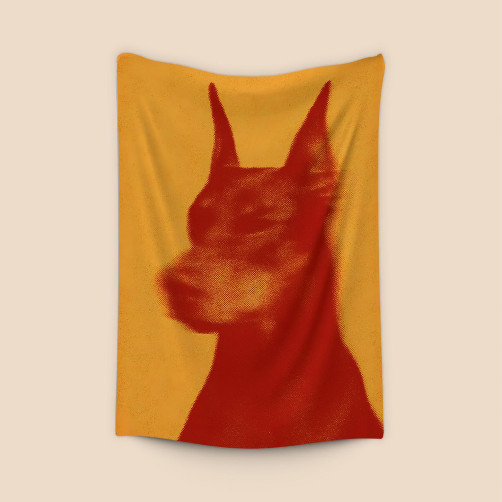 Orange Halftone Doberman Portrait